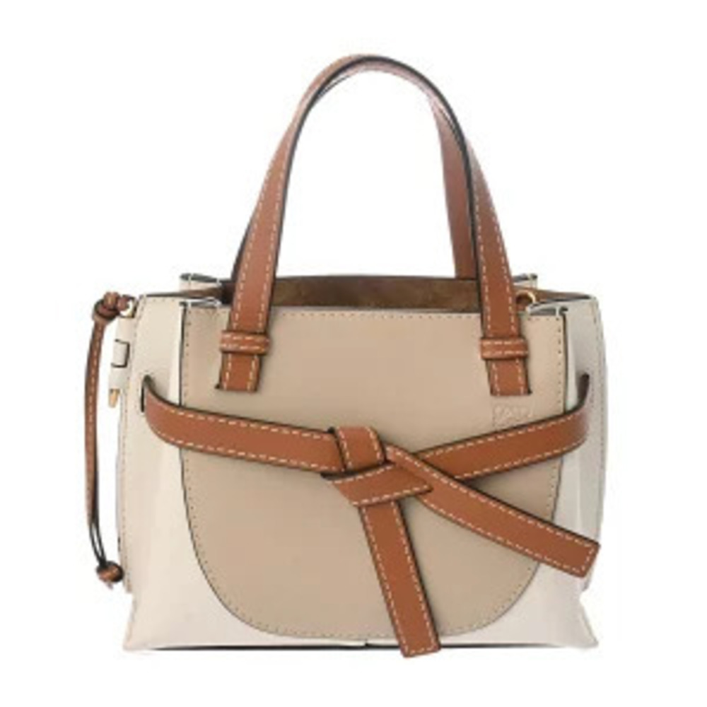 Loewe Gate Top Handle Oats Soft White Calf Jacquard Shoulder Bag Handbag